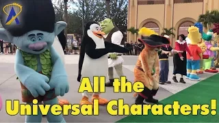 All the Universal Orlando characters dancing at Florida Cup Fan Fest