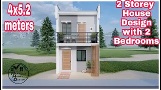 2 Storey Small House Design with 2 Bedrooms and Balcony I 4m x 5.2m I 40 sqm total lot area