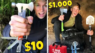 $10 VS $1000 SURVIVAL KIT CHALLENGE! *BUILD SHELTER TO SURVIVE*