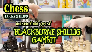 Chess Opening Trap : Blackburne Shilling Gambit in Malayalam | Trick for Black | Chess World
