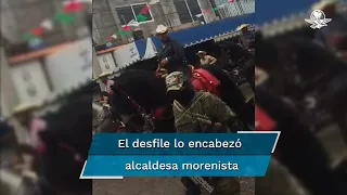 Presuntos miembros del CJNG participan en desfile en honor a un santo en Guerrero