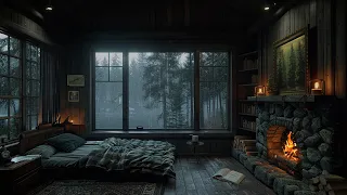 Sleep Well After 5 Minutes with Heavy Rain at the Window | Soothing Rain, Fireplace | ASMR Sleep