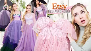 TRYING ON ETSY PROM DRESSES !! * most beautiful dresses ever *