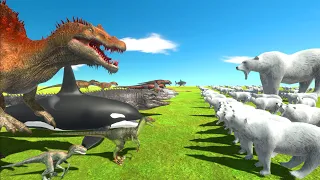 Aquatics VS Dinosaurs in Polar Bear Challenge - Animal Revolt Battle Simulator