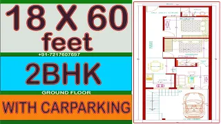 18 X 60 House Plan With Carparking | 18 by 60 House Map 2BHK |  Girish Architecture ||