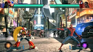 Zero & Hulk vs Spider-Man & Haggar (Hardest AI) - Marvel vs Capcom: Infinite