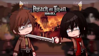 Past Aot react to Eren vs titans || Gacha react || aot react || GCRV  [part1]