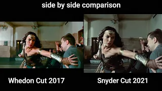Justice League Snyder Cut Vs Whedon Cut Wonder Women Londen Fight Scene Side By Side Comparison | 4K
