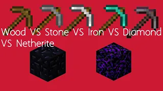 Wood VS Stone VS Iron VS Diamond VS Netherite Pickaxe Mining Obsidian & Crying Obsidian