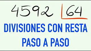 Divisiones con resta paso a paso - Ejercicio de ejemplo : 4592 entre 64