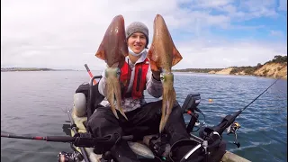 HUGE Squid! Westernport Kayak Fishing!
