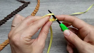 Как связать шнур крючком. Плоский шнур крючком