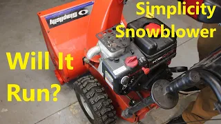 Simplicity Snowblower Model 1694845 - Will It Run?