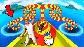 SHINCHAN AND FRANKLIN TRIED THE LONGEST DENSE WATER SLIDE CHALLENGE FROM SKY IN GTA 5