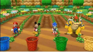 Mario Party 9- MiniGames - Mario Vs Sonic Vs Mickey Mouse Vs Bowser
