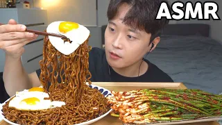 [와차밥]갓담근 파김치 짜파게티 먹방 Black Bean Noodles & Green Onion Kimchi & Egg Fried MUKBANG ASMR