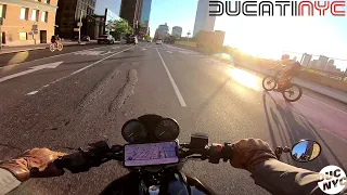 NYC 6AM - 125 blocks with NO RED LIGHTS! Manhattan to Harlem to Central Park - Ducati NYC Vlog v1664