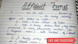 Affidavit Format In English | How to write an Affidavit Format