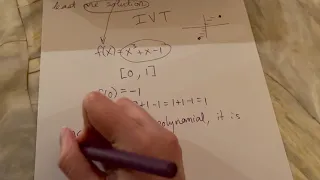 Intermediate Value Theorem: show function has at least one solution -- CALCULUS