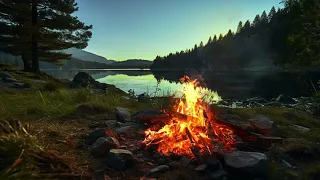 Campfire 4K -  Relaxing w/ Crackling Fire Sound, Nature Sound For Sleep, Work, Study