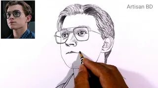 How to draw tom holland spiderman on way home | Spider-Man Step by step Easy Drawing