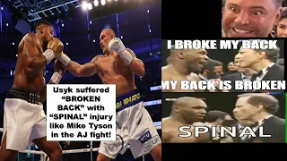 Oleksandr Usyk suffered "BROKEN BACK" with "SPINAL" injury like Mike Tyson in Anthony Joshua fight.