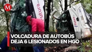 Autobús de pasajeros cae a un barranco en Hidalgo; seis personas resultaron lesionadas