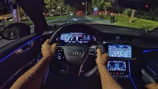 2022 Audi RS6 Avant POV Night Drive (3D Audio)(ASMR)