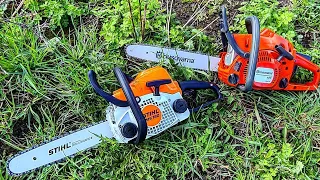 Husqvarna 120mark2 vs STIHL MS180.Подготовка к работе для новичков.