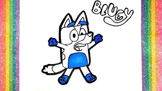 How to Draw Bluey | Bluey Drawing and Coloring for Kids/ Toddlers #bluey #learntodraw #blueydrawings