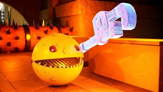 Robot Pacman VS Lava Monster & Spiky Monster in Ancient Egypt Maze. Part 4 (Path Through Traps)