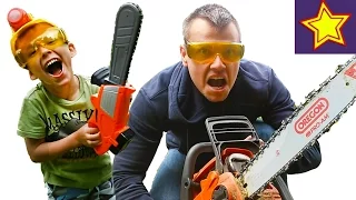 Детская Бензопила против настоящей бензопилы Kids Chainsaw vs Real Chainsaw