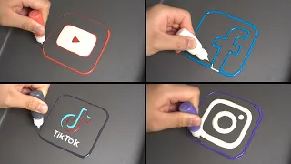 Social media Logo Pancake art - Youtube Play Button, Facebook, Tiktok, Instagram