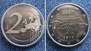 2 EURO 2007 1917 / Финляндия, 2 евро 2007 "90 лет независимости Финляндии"