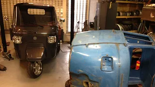 Vespacar Piaggio ape classic P400v restoration ape Apecar custom interior 13” wheels luxury interior