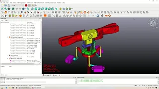 FreeCAD + MBDyn helicopter model rotor simulation.