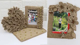 5 Jute photo frame craft idea | Home decorating ideas handmade