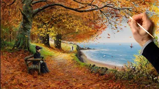 Аcrylic Landscape Painting 🍂 Autumn Day / Satisfying Art / Easy Drawing For Beginners / Акрил