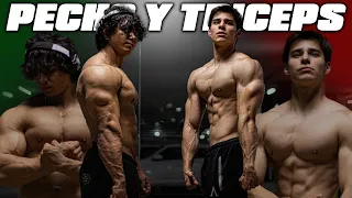 DADDY AIOLI ENTRENANDO PECHO Y TRICEPS CON AXEL MARTINEZ | RUTINA COMPLETA CON MANCUERNAS