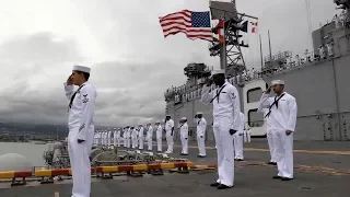 USS Bonhomme Richard Sailors Render Honors To Missouri and Arizona Memorials