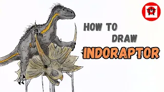 How to draw the Indoraptor on a Triceratops skull from Jurassic World Fallen Kingdom