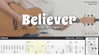 Believer - Imagine Dragons | Fingerstyle Guitar | TAB + Chords + Lyrics