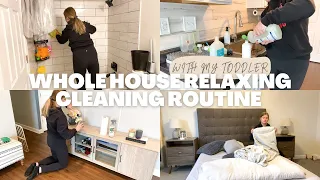 RELAXING CLEANING MOTIVATION: realistic weekly cleaning routine w/ a toddler!! set timer for 1 hour!