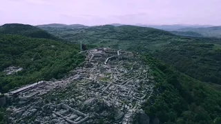 Drone flight over the rock sanctuary Perperikon, Bulgaria