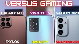 VERSUS GAMING Samsung Galaxy M33 5G vs Samsung Galaxy M23 5G vs Vivo T1 5G, ADU 3 Chipset Sekaligus!