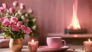 Dreamy Romantic Love Music | A Cozy Evening with Burning Candles and Fireplace Fire