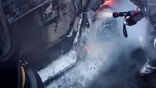 Омские пожарные потушили крупное возгорание бензовоза