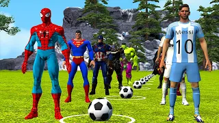 Game GTA 5 Superheroes | SpiderMan vs Ronaldo vs Messi vs Batman Soccer Skills Challenge funny video