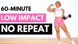 60 MIN NO REPEAT | Strength & Low Impact Cardio Workout