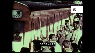 1960s, 1970s Packed Trains in Tokyo, Japan, HD